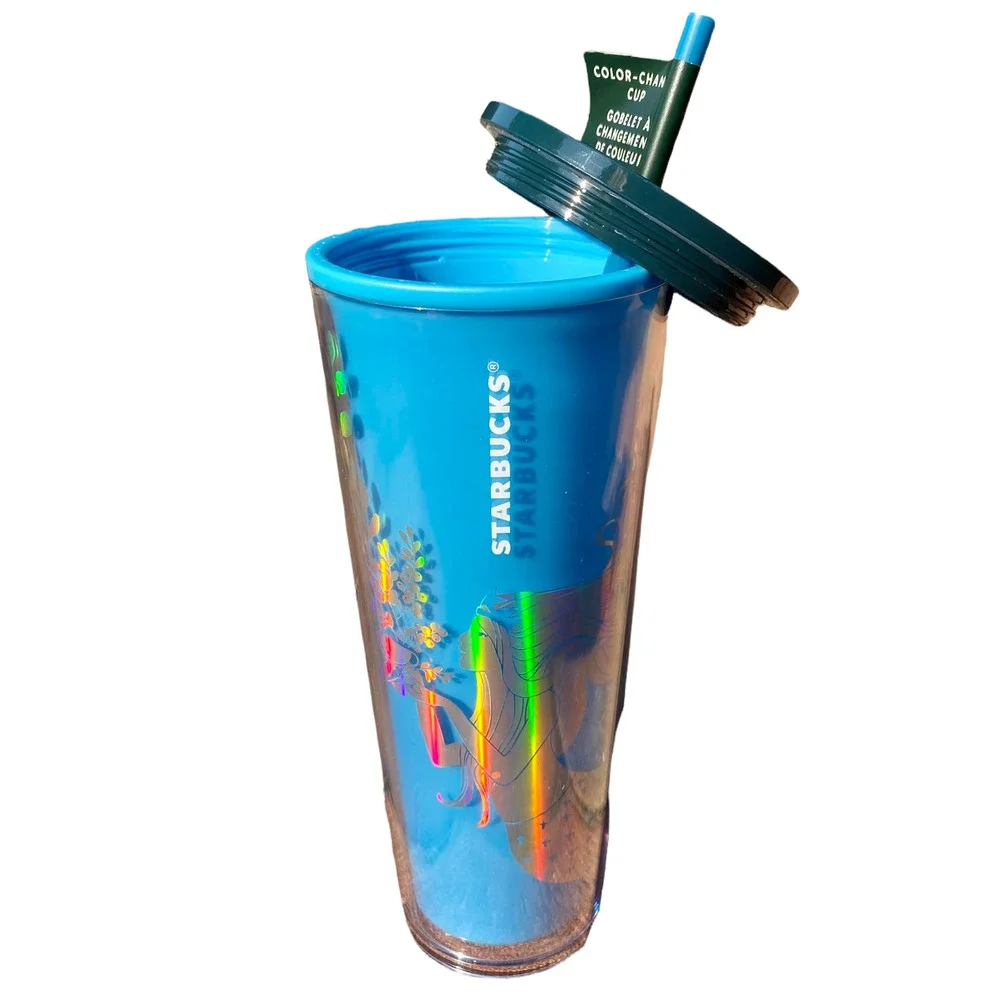 🖤 Starbucks Siren Tumbler Color Change Cold Cup Blue Christmas 2021 24oz 🖤 - Picture 5 of 12